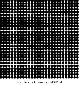 Abstract grunge grid polka dot halftone background pattern. Spotted black and white vector line illustration