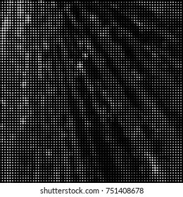 Abstract grunge grid polka dot halftone background pattern. Spotted black and white vector line illustration