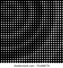 Abstract grunge grid polka dot halftone background pattern. Spotted black and white vector line illustration