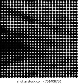 Abstract grunge grid polka dot halftone background pattern. Spotted black and white vector line illustration