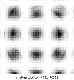Abstract grunge grid polka dot halftone background pattern. Spotted black and white vector line illustration