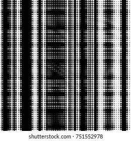 Abstract grunge grid polka dot halftone background pattern. Spotted black and white vector line illustration