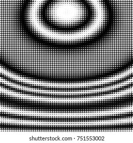 Abstract grunge grid polka dot halftone background pattern. Spotted black and white vector line illustration