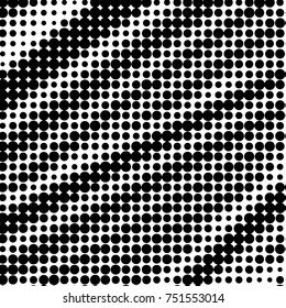 Abstract grunge grid polka dot halftone background pattern. Spotted black and white vector line illustration