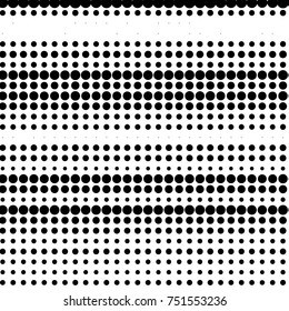 Abstract grunge grid polka dot halftone background pattern. Spotted black and white vector line illustration