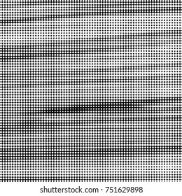 Abstract grunge grid polka dot halftone background pattern. Spotted black and white vector line illustration