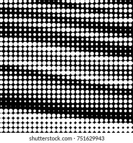 Abstract grunge grid polka dot halftone background pattern. Spotted black and white vector line illustration
