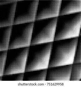 Abstract grunge grid polka dot halftone background pattern. Spotted black and white vector line illustration