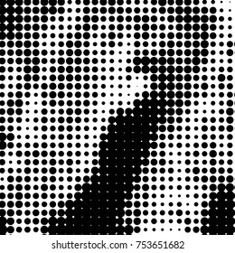 Abstract grunge grid polka dot halftone background pattern. Spotted black and white vector line illustration
