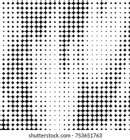 Abstract grunge grid polka dot halftone background pattern. Spotted black and white vector line illustration
