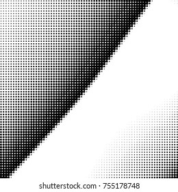 Abstract grunge grid polka dot halftone background pattern. Spotted black and white vector line illustration