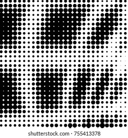 Abstract grunge grid polka dot halftone background pattern. Spotted black and white vector line illustration