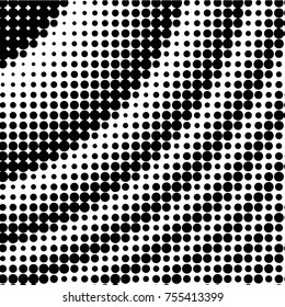Abstract grunge grid polka dot halftone background pattern. Spotted black and white vector line illustration
