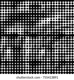 Abstract grunge grid polka dot halftone background pattern. Spotted black and white vector line illustration
