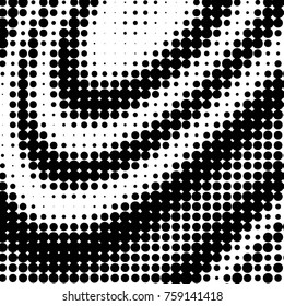 Abstract grunge grid polka dot halftone background pattern. Spotted black and white vector line illustration