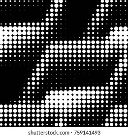 Abstract grunge grid polka dot halftone background pattern. Spotted black and white vector line illustration