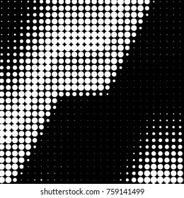 Abstract grunge grid polka dot halftone background pattern. Spotted black and white vector line illustration