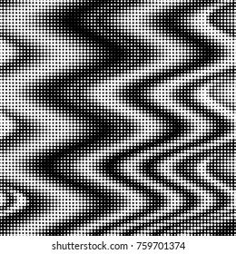 Abstract grunge grid polka dot halftone background pattern. Spotted black and white vector line illustration