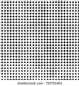 Abstract grunge grid polka dot halftone background pattern. Spotted black and white vector line illustration