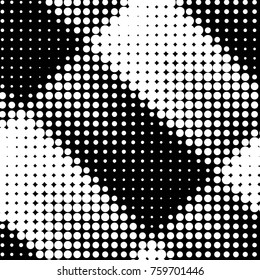 Abstract grunge grid polka dot halftone background pattern. Spotted black and white vector line illustration