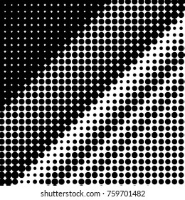 Abstract grunge grid polka dot halftone background pattern. Spotted black and white vector line illustration