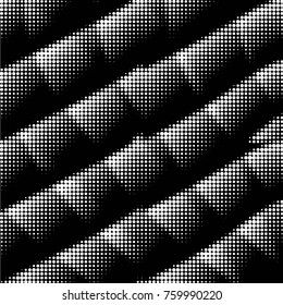 Abstract grunge grid polka dot halftone background pattern. Spotted black and white vector line illustration