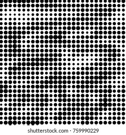 Abstract grunge grid polka dot halftone background pattern. Spotted black and white vector line illustration