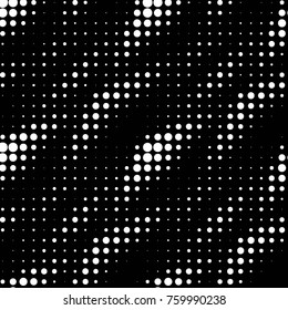 Abstract grunge grid polka dot halftone background pattern. Spotted black and white vector line illustration