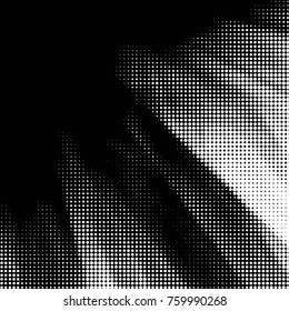 Abstract grunge grid polka dot halftone background pattern. Spotted black and white vector line illustration