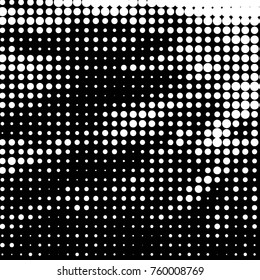 Abstract grunge grid polka dot halftone background pattern. Spotted black and white vector line illustration