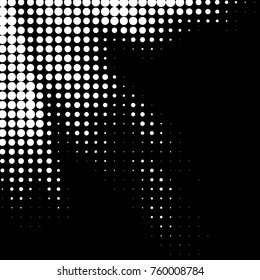 Abstract grunge grid polka dot halftone background pattern. Spotted black and white vector line illustration