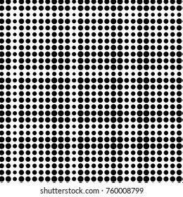 Abstract grunge grid polka dot halftone background pattern. Spotted black and white vector line illustration