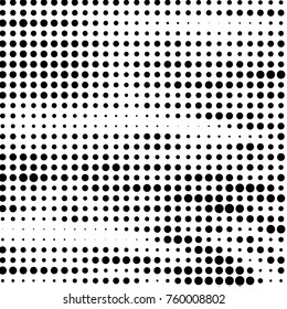 Abstract grunge grid polka dot halftone background pattern. Spotted black and white vector line illustration