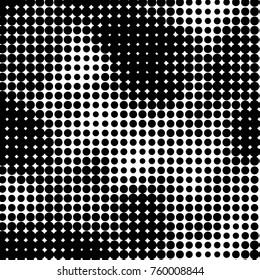 Abstract grunge grid polka dot halftone background pattern. Spotted black and white vector line illustration