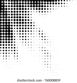 Abstract grunge grid polka dot halftone background pattern. Spotted black and white vector line illustration