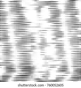 Abstract grunge grid polka dot halftone background pattern. Spotted black and white line illustration
