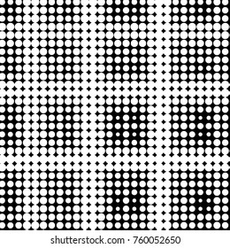 Abstract grunge grid polka dot halftone background pattern. Spotted black and white line illustration