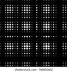 Abstract grunge grid polka dot halftone background pattern. Spotted black and white line illustration