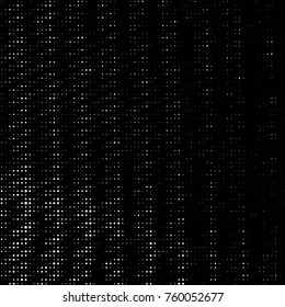 Abstract grunge grid polka dot halftone background pattern. Spotted black and white line illustration