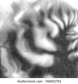 Abstract grunge grid polka dot halftone background pattern. Spotted black and white line illustration