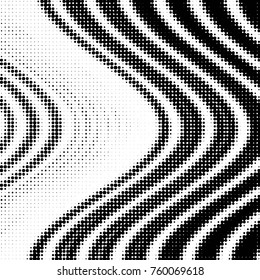 Abstract grunge grid polka dot halftone background pattern. Spotted black and white vector line illustration
