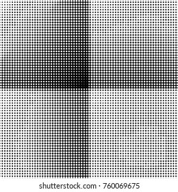 Abstract grunge grid polka dot halftone background pattern. Spotted black and white vector line illustration
