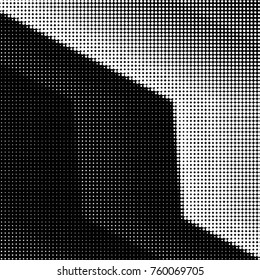 Abstract grunge grid polka dot halftone background pattern. Spotted black and white vector line illustration
