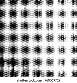 Abstract grunge grid polka dot halftone background pattern. Spotted black and white vector line illustration
