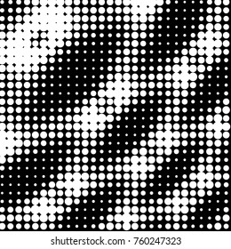 Abstract grunge grid polka dot halftone background pattern. Spotted black and white vector line illustration