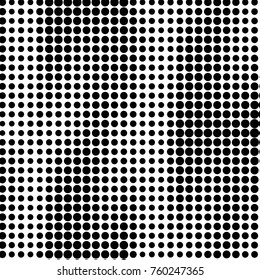 Abstract grunge grid polka dot halftone background pattern. Spotted black and white vector line illustration