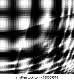 Abstract grunge grid polka dot halftone background pattern. Spotted black and white vector line illustration