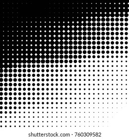 Abstract grunge grid polka dot halftone background pattern. Spotted black and white vector line illustration