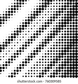 Abstract grunge grid polka dot halftone background pattern. Spotted black and white vector line illustration