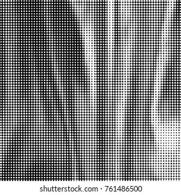 Abstract grunge grid polka dot halftone background pattern. Spotted black and white vector line illustration